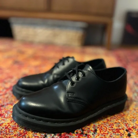 Dr. Martens Black 1461 MONO SMOOTH LEATHER OXFORD SHOES - Picture 7 of 8